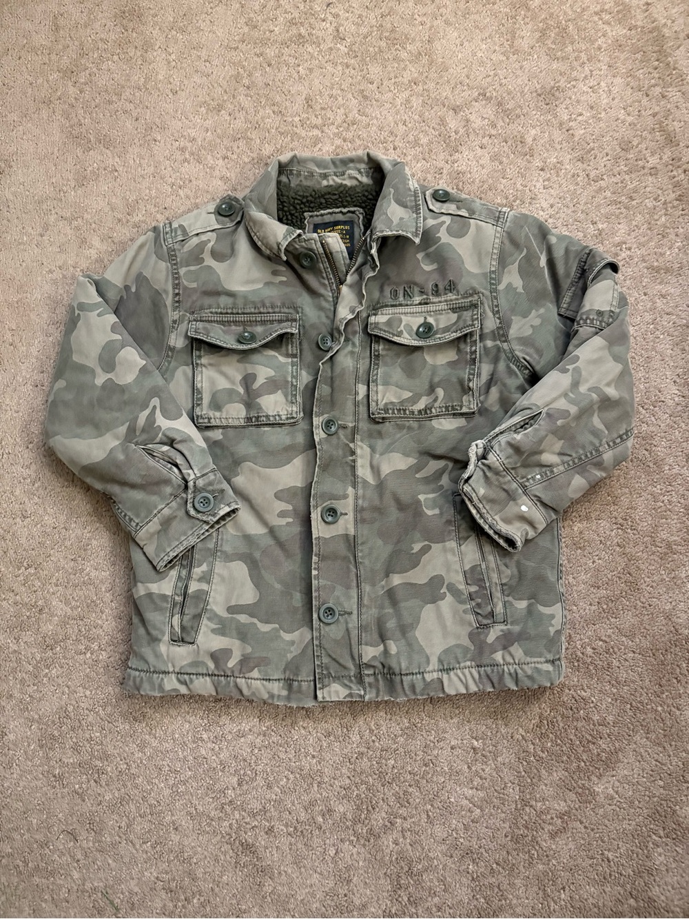 OLD NAVY SURPLUS Kids Jacket Sz Medium Camo Boys Outerwear Fleece Lined